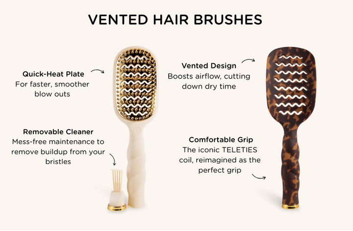 PREORDER: Tortoise Vented Hair Brush by Teleties (Ships in 1-2 Weeks)