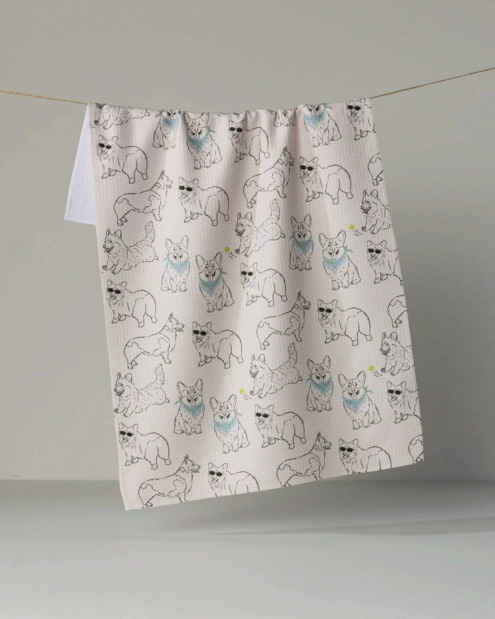 Corgi Club Tea Towel - Storm by Geometry
