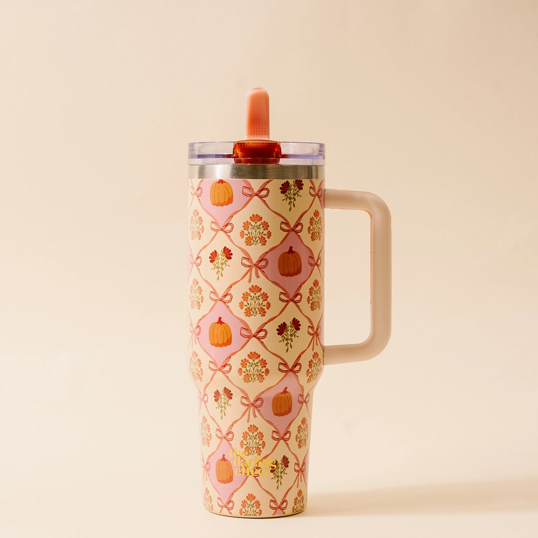 Patchwork Pumpkins 40 oz Lifestyle Flip Straw Tumbler by the Darling Effect