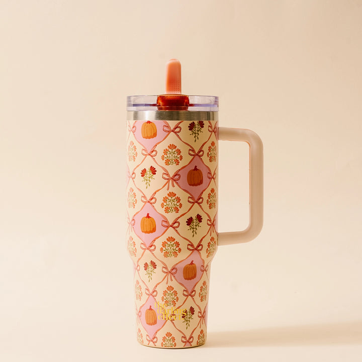 Patchwork Pumpkins 40 oz Lifestyle Flip Straw Tumbler by the Darling Effect