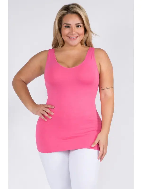 Reversible Basic Seamless Tank - Hot Pink by Yelete