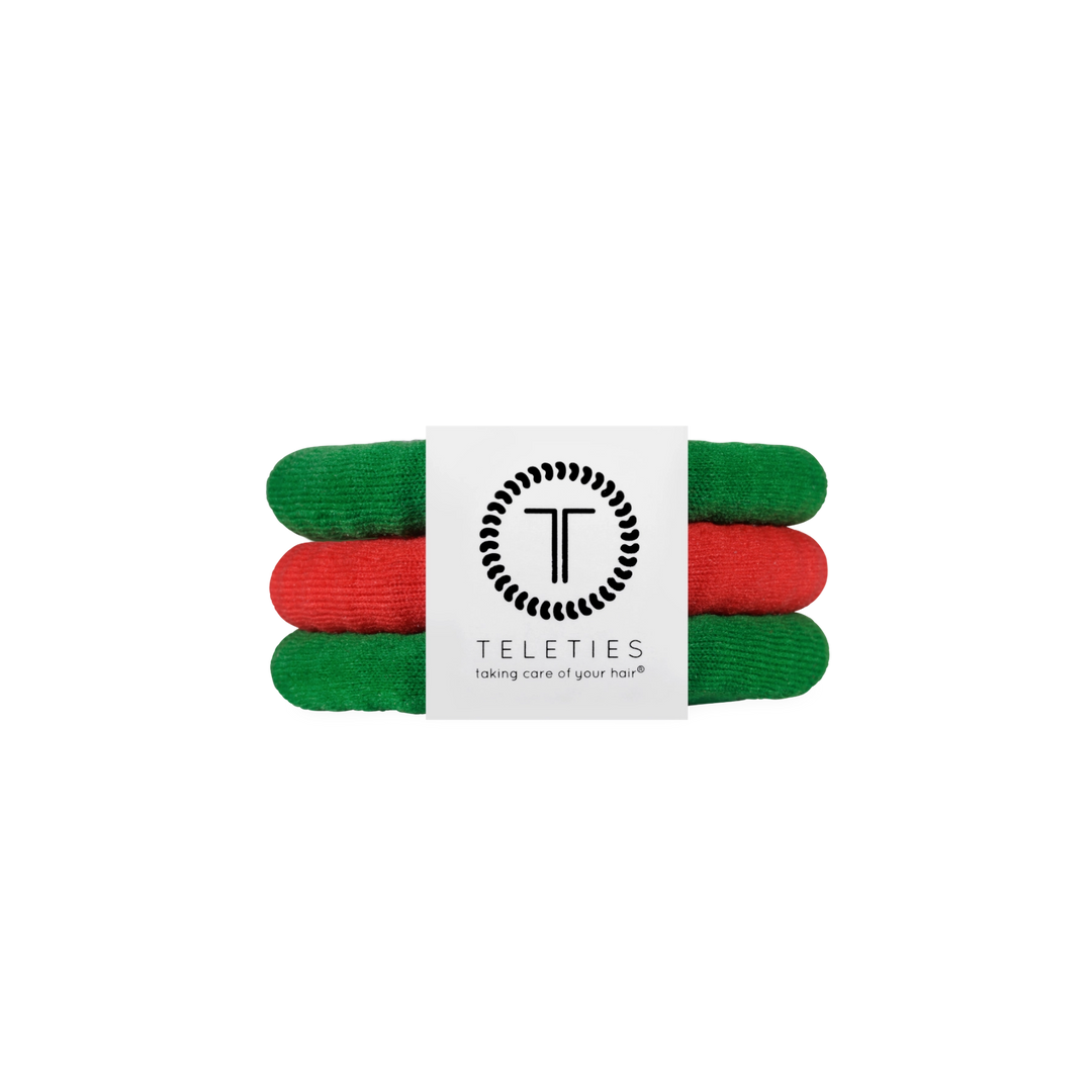 Teleties Nylon Hair Ties - Small Band Pack of 3 - Jolly &amp; Bright (Ships in 1-2 Weeks)