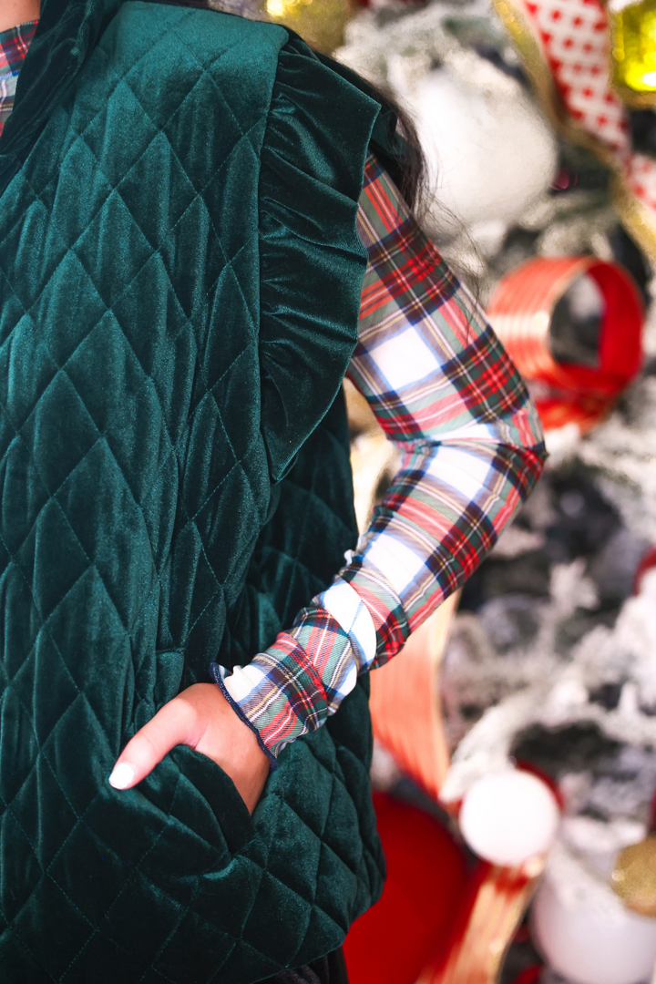 Velvet Quilted Vest- Green by Jess Lea (PREORDER: Ships in October)