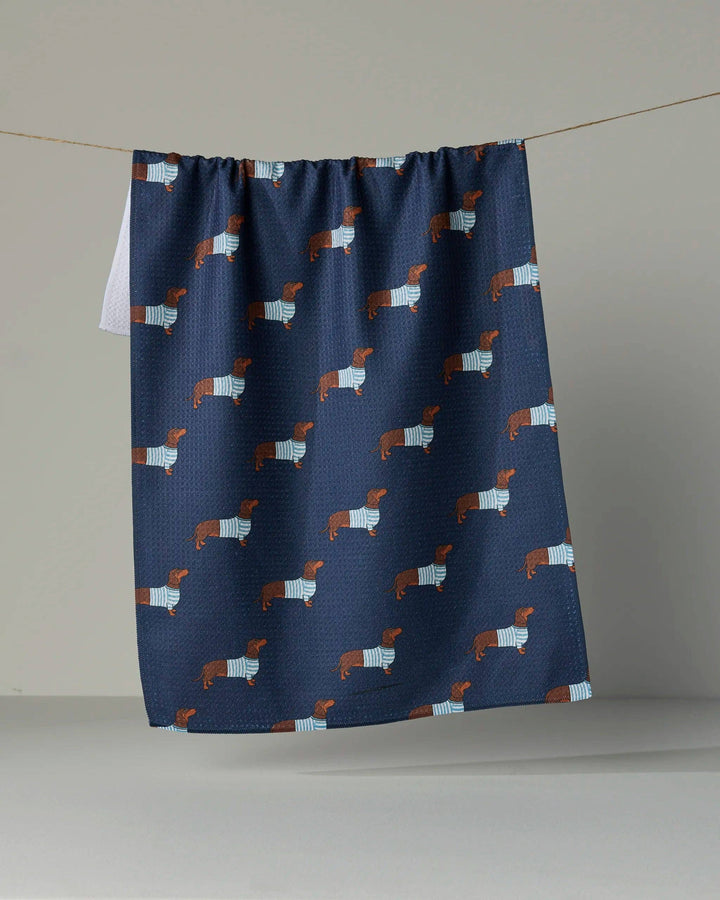 Coastal Dachshund Tea Towel - Navy by Geometry