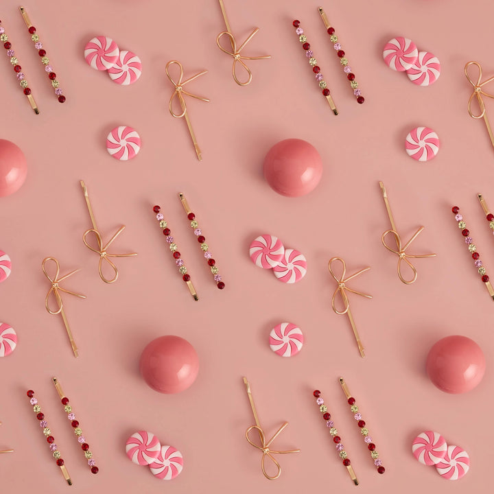 Holiday Gemstone and Bow Bobby Pins Set
