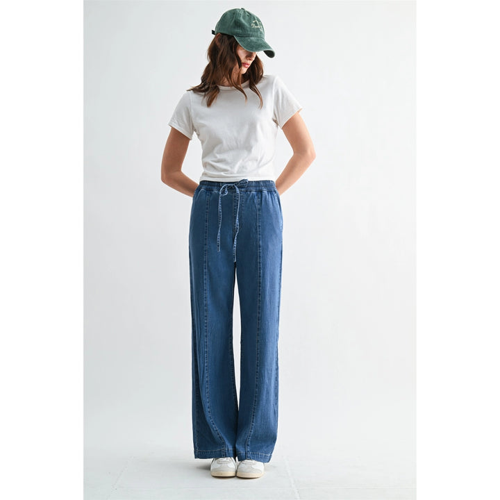 High-Rise Wide Denim Joggers By Mica Denim