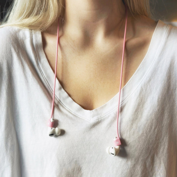 Pod Squad Set of 2 Earbud Tethers - Pink/Natural