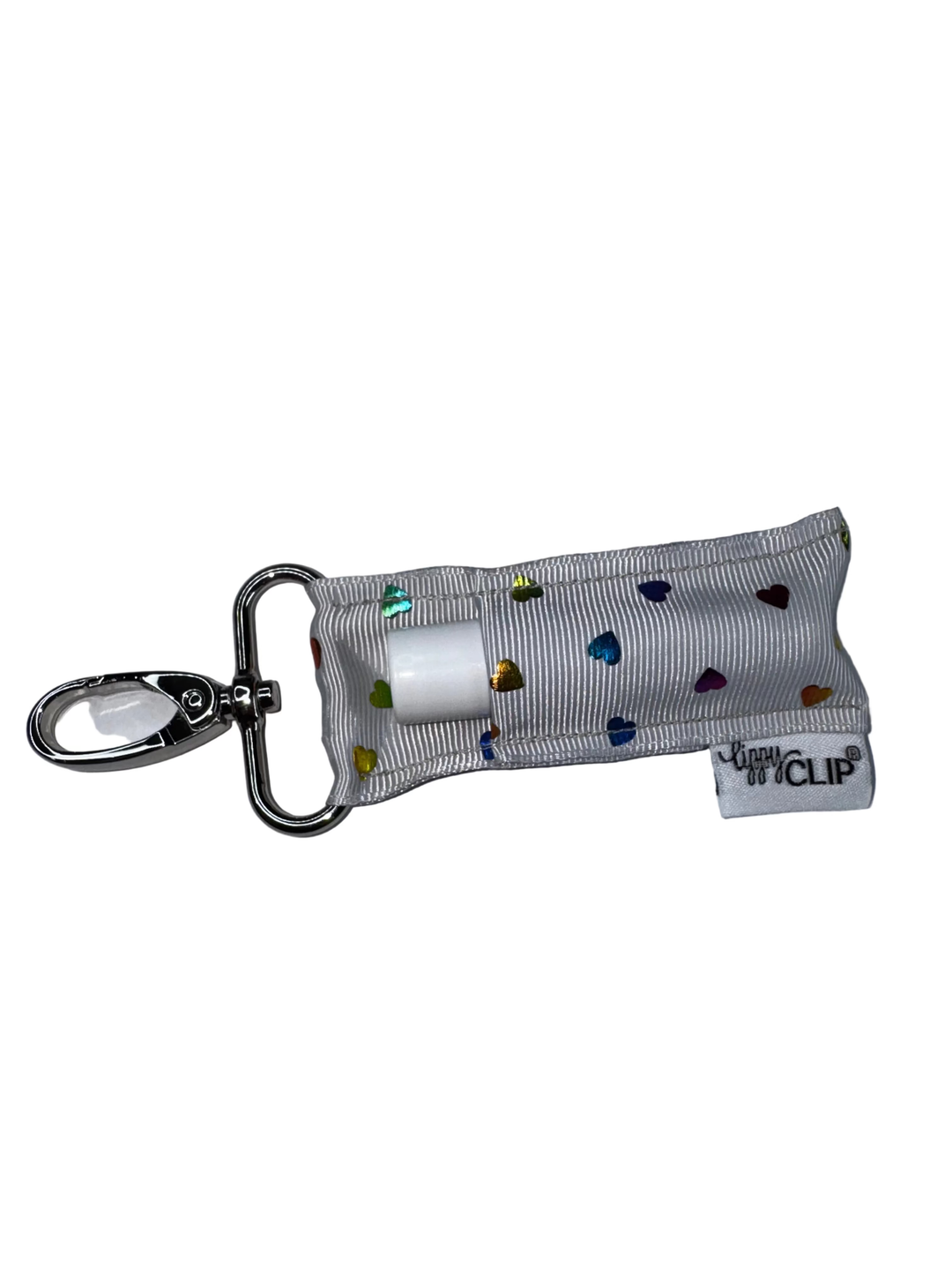 Rainbow Hearts on Grey LippyClip® (PREORDER: Ships in 2-3 Weeks)