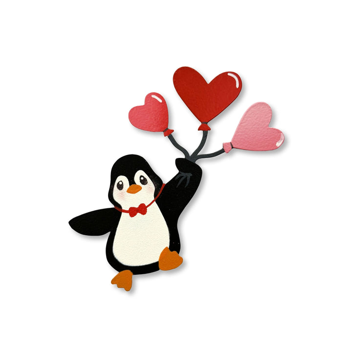 Penguin with Heart Balloons Magnet by Roeda