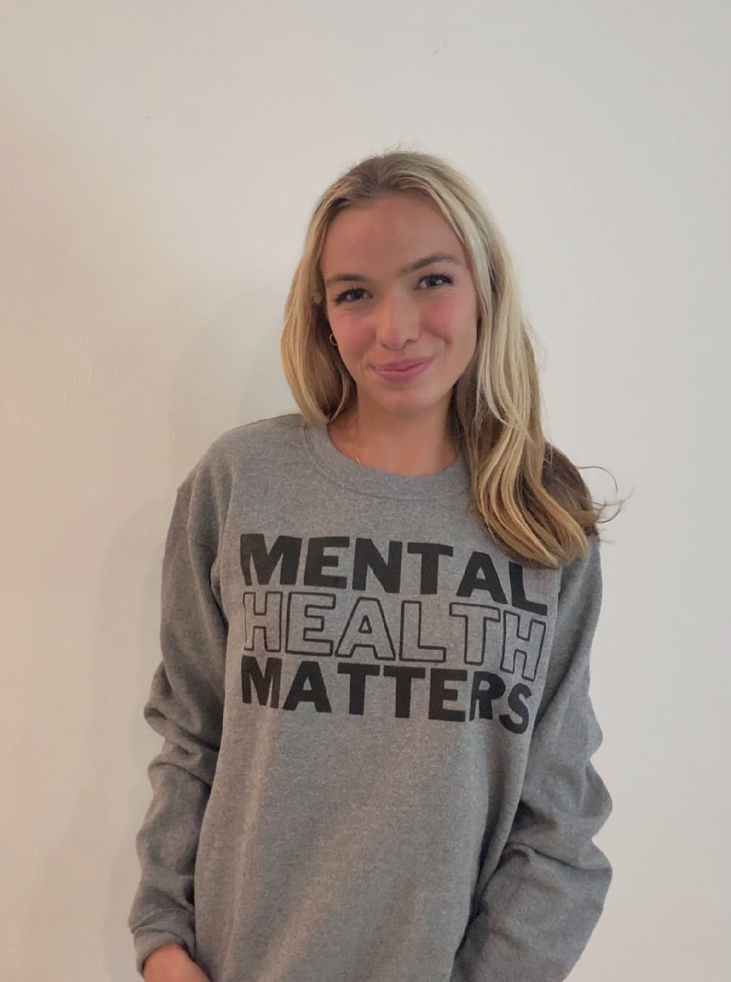 'Mental Health Matters' Block Printed Graphic Sweatshirt: Prep Obsessed x Weather With Lauren (Ships in 2-3 Weeks)