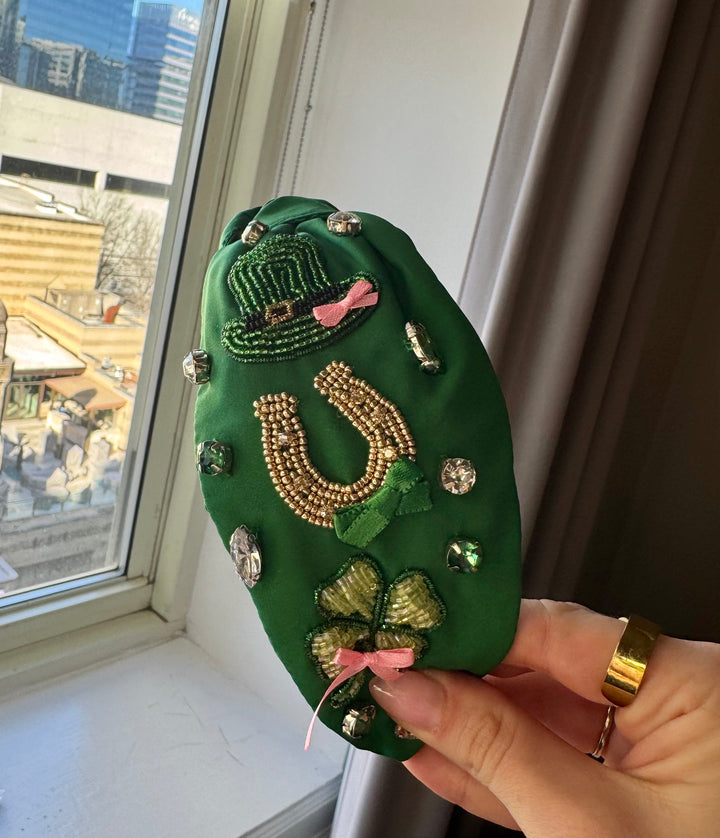 St. Patrick's Day Lucky Charm Beaded Headband - Choice of Color