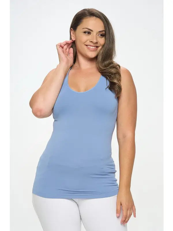 Reversible Basic Seamless Tank - Light Denim by Yelete
