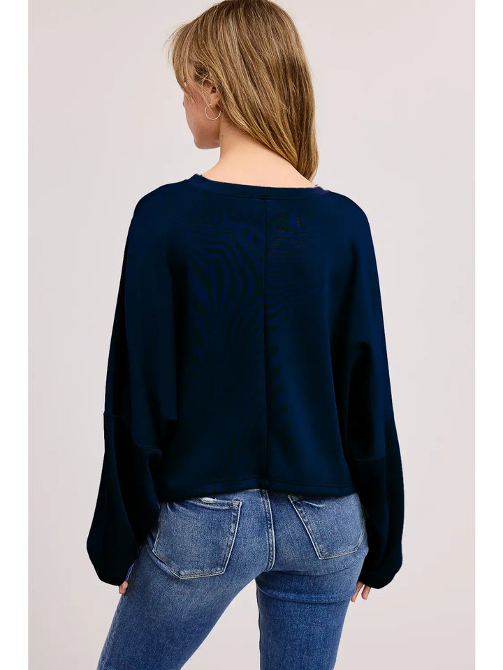 Oversized Loungey Scuba Top - Navy by Charlotte Avery