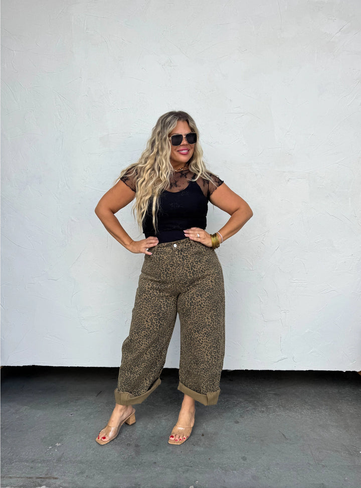 Cheetah Barrel Jeans by Blakeley