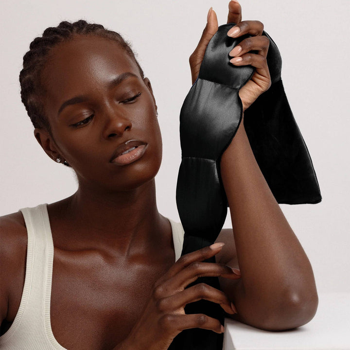 Silk Weighted Sleep Mask - Noir by nodpod