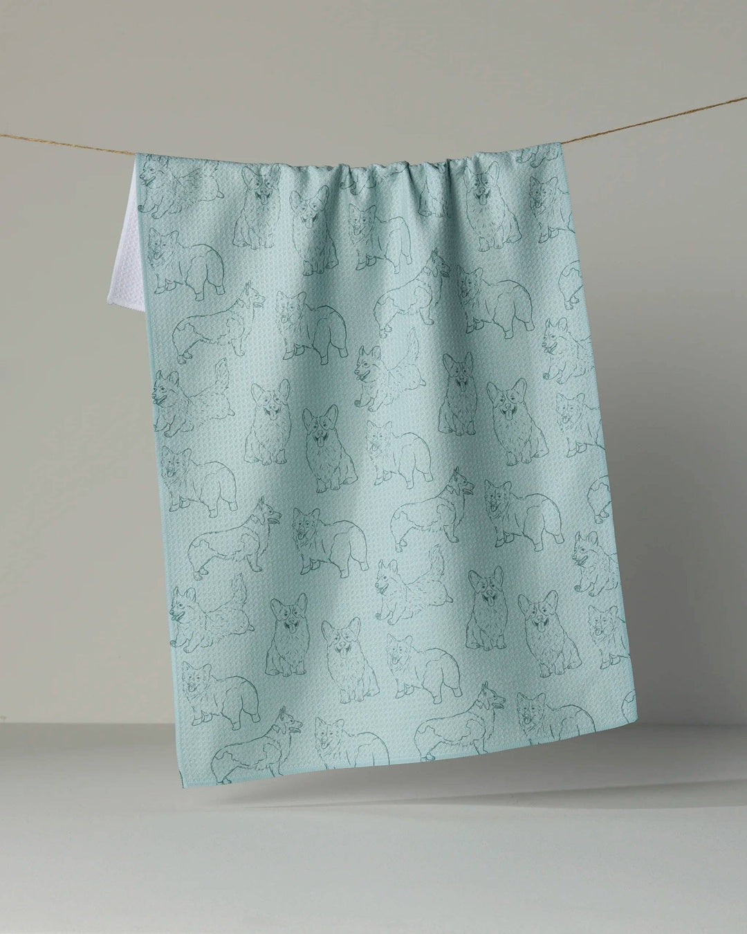 Corgi Pups Tea Towel - Rain by Geometry