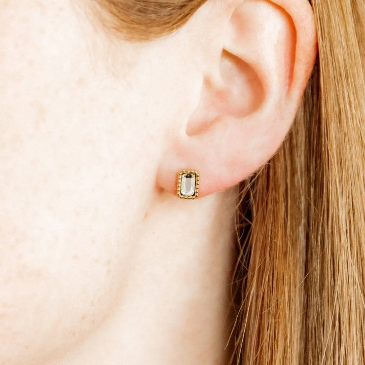 Screwback Stud Earrings - Madison Clear By Linny Co