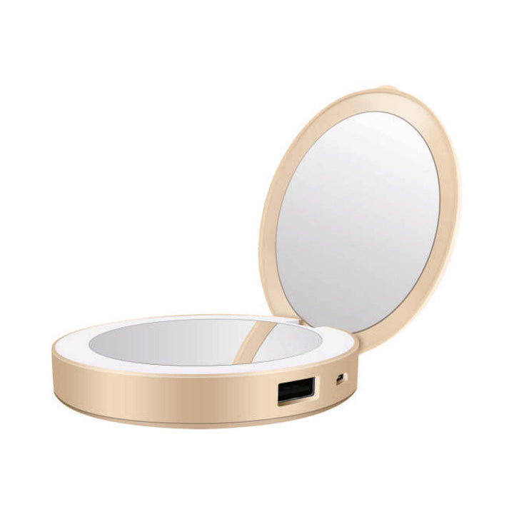Glow Up Lumi Compact Mirror Power Bank- Gold