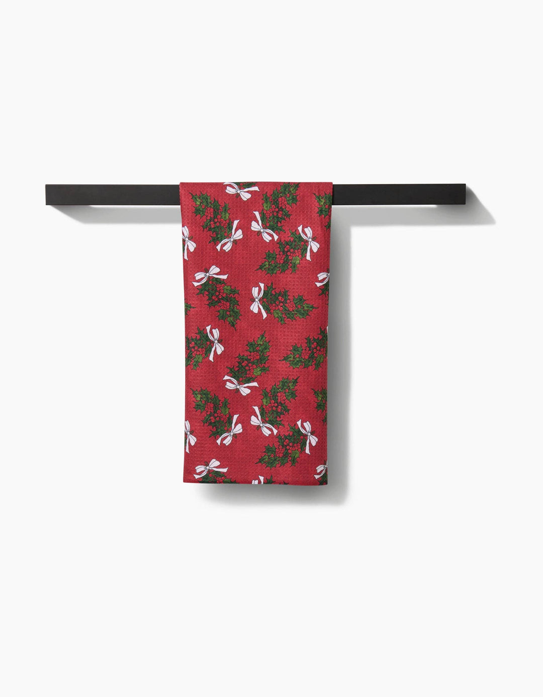 Christmas Berry Bow Tea Towel by Geometry