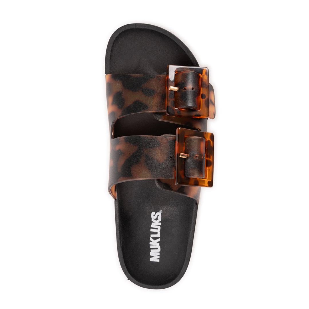 Grand Cayman Lucite Sandal - Black Amber Tortoise by Muk Luks