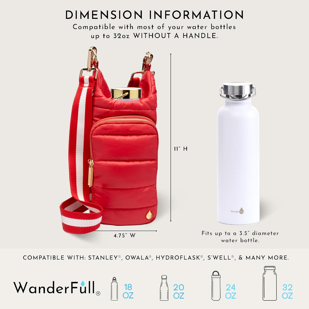 JUNE MARKET: Poppy Red HydroBag® with Red & White Striped Strap by Wanderfull (Ships in 2-3 Weeks)