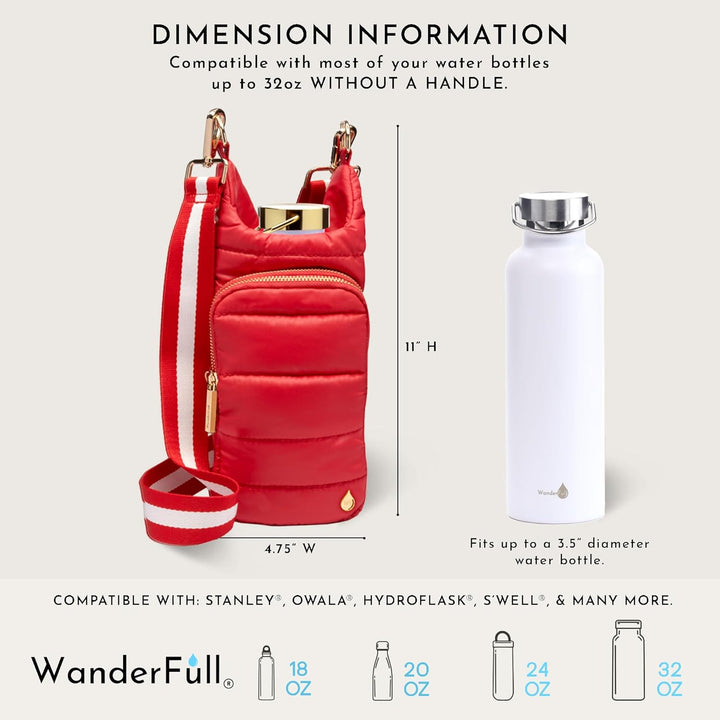JUNE MARKET: Poppy Red HydroBag® with Red & White Striped Strap by Wanderfull (Ships in 2-3 Weeks)