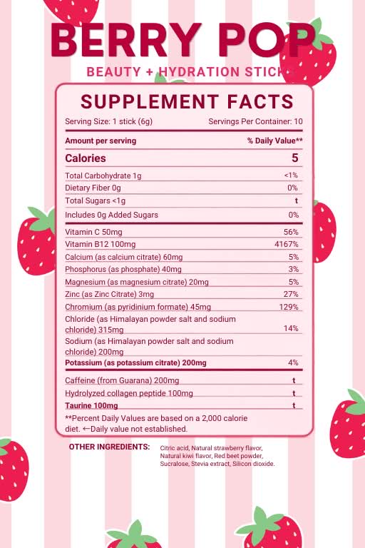 Glow Go Wellness Drinks - Berry Pop by TMLL Beauty Co. (PREORDER: Ships in 2-3 Weeks)
