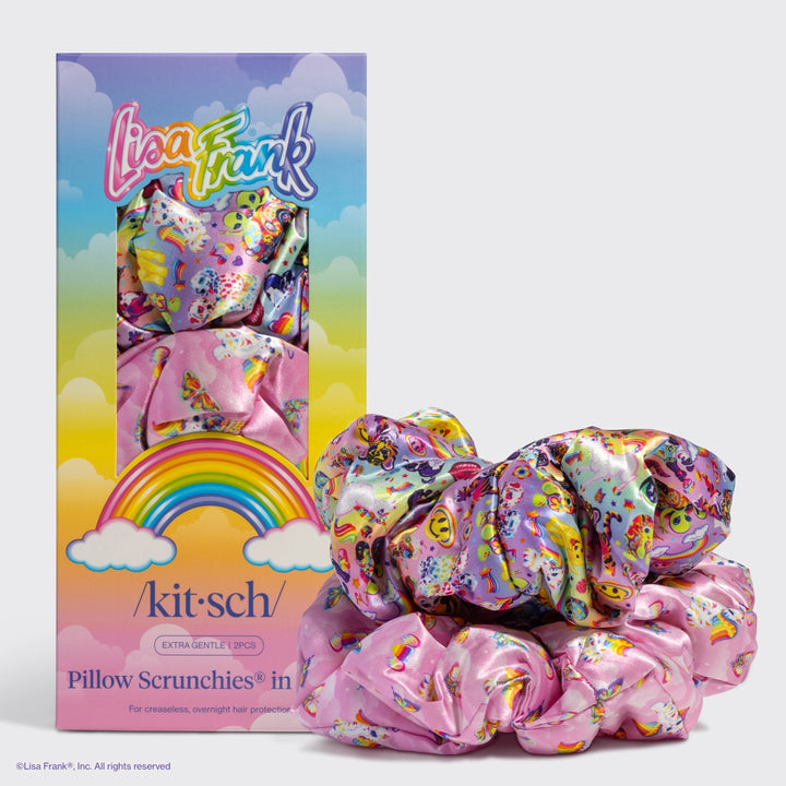 Lisa Frank X Kitsch Pillow Scrunchies in Satin in the Fantastic World of Lisa Frank