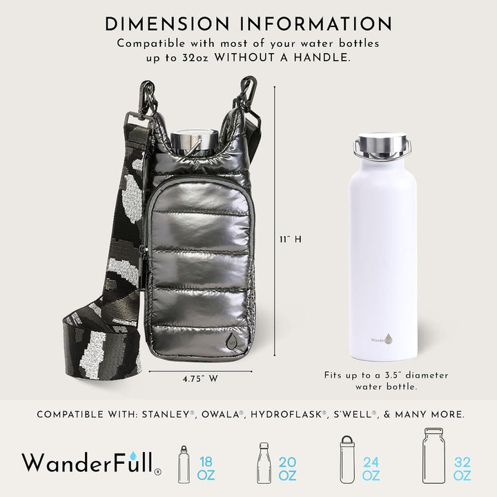 JUNE MARKET: Pewter Glossy HydroBag® with Camo Strap by Wanderfull (Ships in 2-3 Weeks)