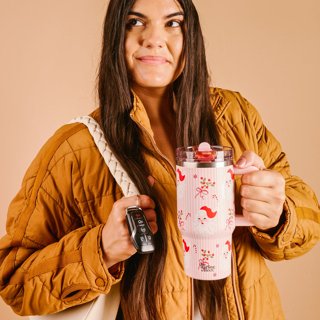 Holly Jolly Santa 20 oz Lifestyle Flip Straw Tumbler by the Darling Effect