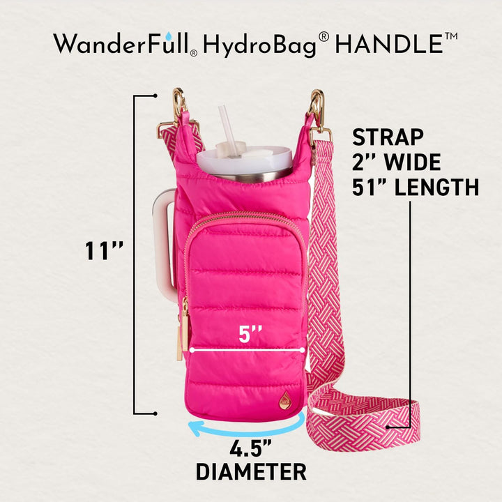 JUNE MARKET: Bright Pink HydroBag® Handle® with Pink and Cream Strap by Wanderfull (Ships in 2-3 Weeks)