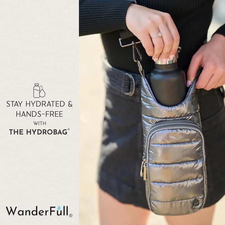 JUNE MARKET: Pewter Glossy HydroBag® with Solid Strap by Wanderfull (Ships in 2-3 Weeks)