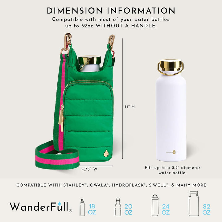 JUNE MARKET: Kelly Green Matte HydroBag® with Pink/Green Strap by Wanderfull (Ships in 2-3 Weeks)