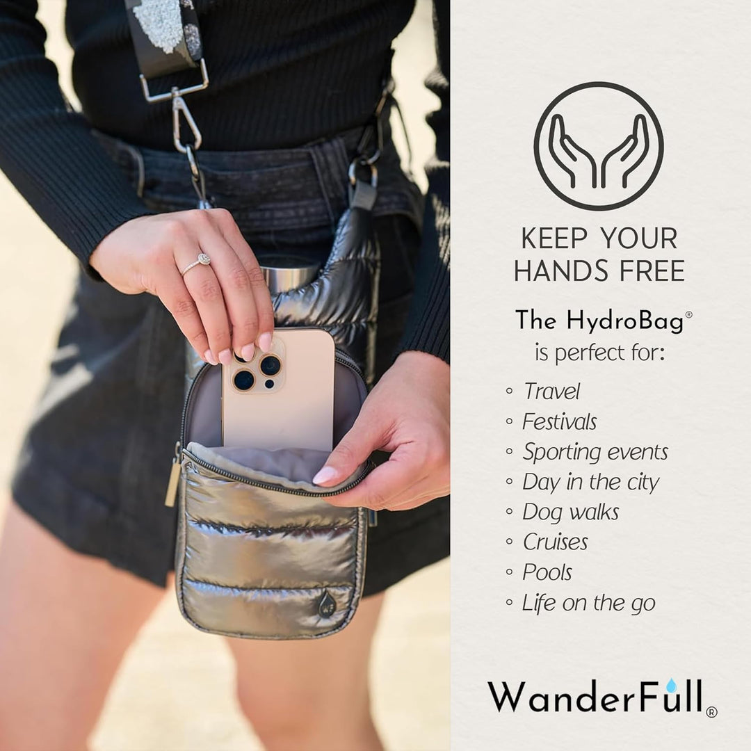 JUNE MARKET: Pewter Glossy HydroBag® with Solid Strap by Wanderfull (Ships in 2-3 Weeks)