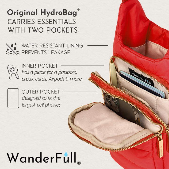 JUNE MARKET: Poppy Red HydroBag® with Red & White Striped Strap by Wanderfull (Ships in 2-3 Weeks)