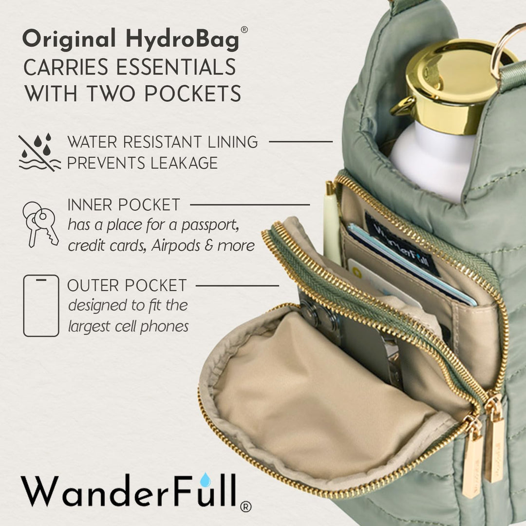 JUNE MARKET: HydroBag® HANDLE® - Sage Green with Sage and Tan Strap by Wanderfull (Ships in 2-3 Weeks)