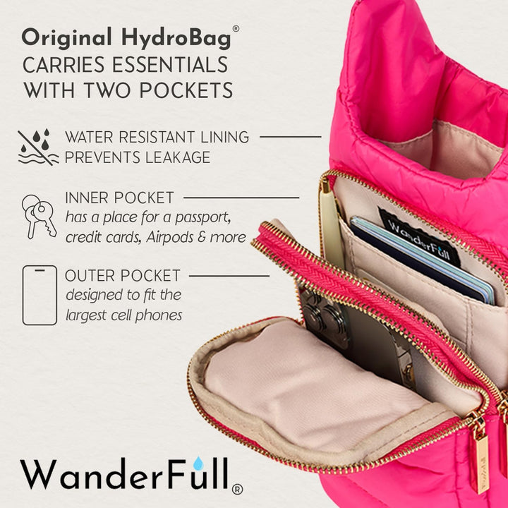 JUNE MARKET: Bright Pink HydroBag® Handle® with Pink and Cream Strap by Wanderfull (Ships in 2-3 Weeks)