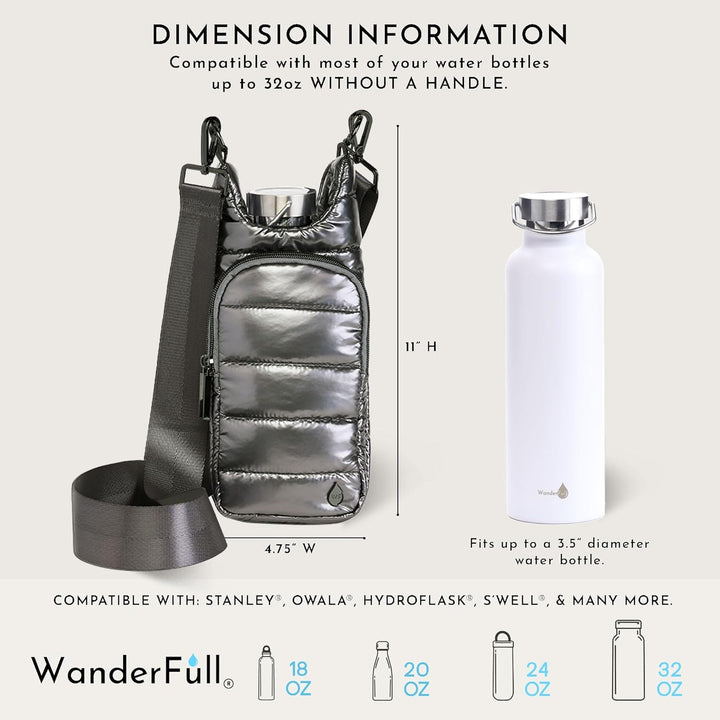 JUNE MARKET: Pewter Glossy HydroBag® with Solid Strap by Wanderfull (Ships in 2-3 Weeks)
