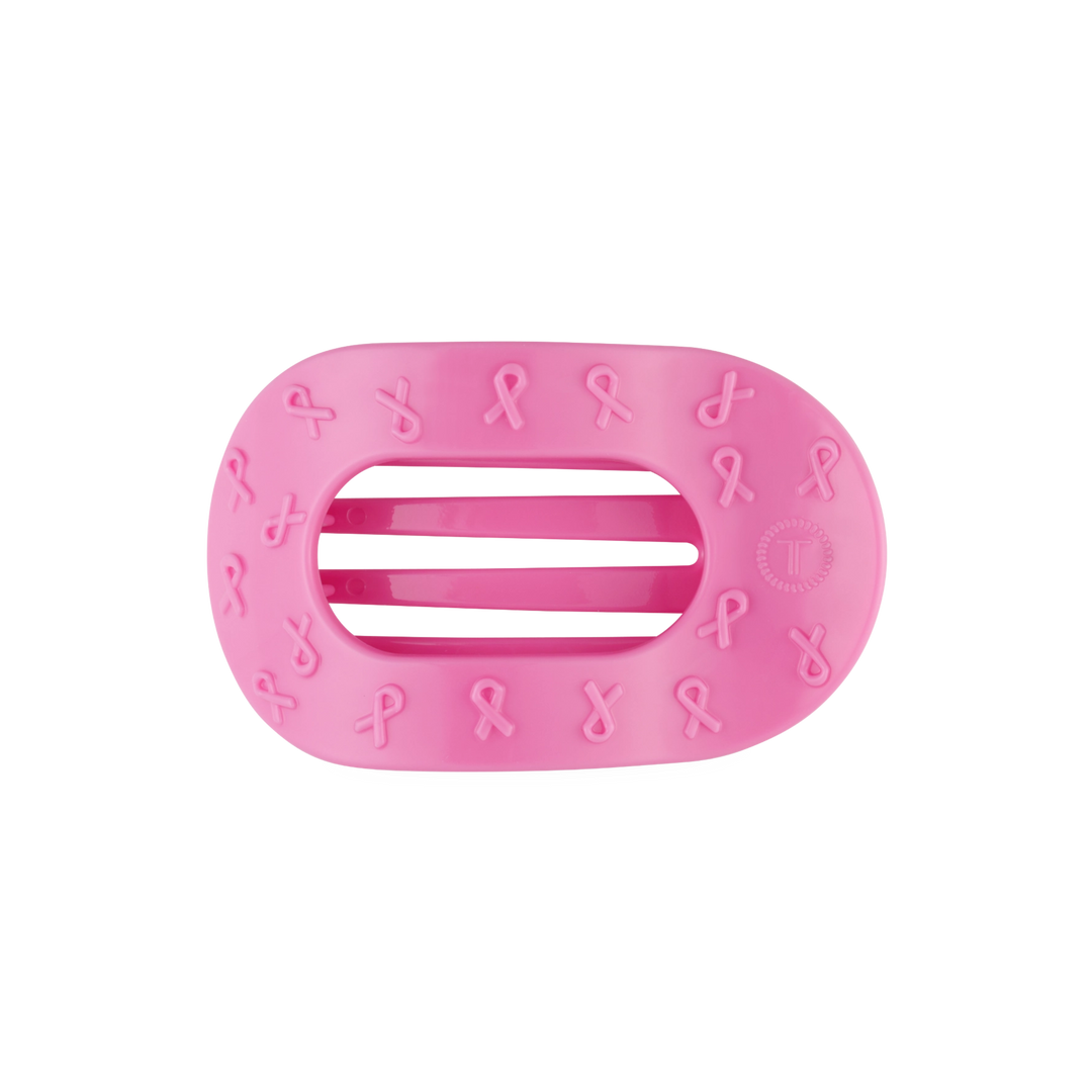 Medium Teleties Flat Oval Clip - Pink Ribbon (Ships Next Week)