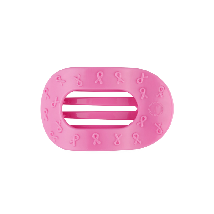 Medium Teleties Flat Oval Clip - Pink Ribbon (Ships Next Week)