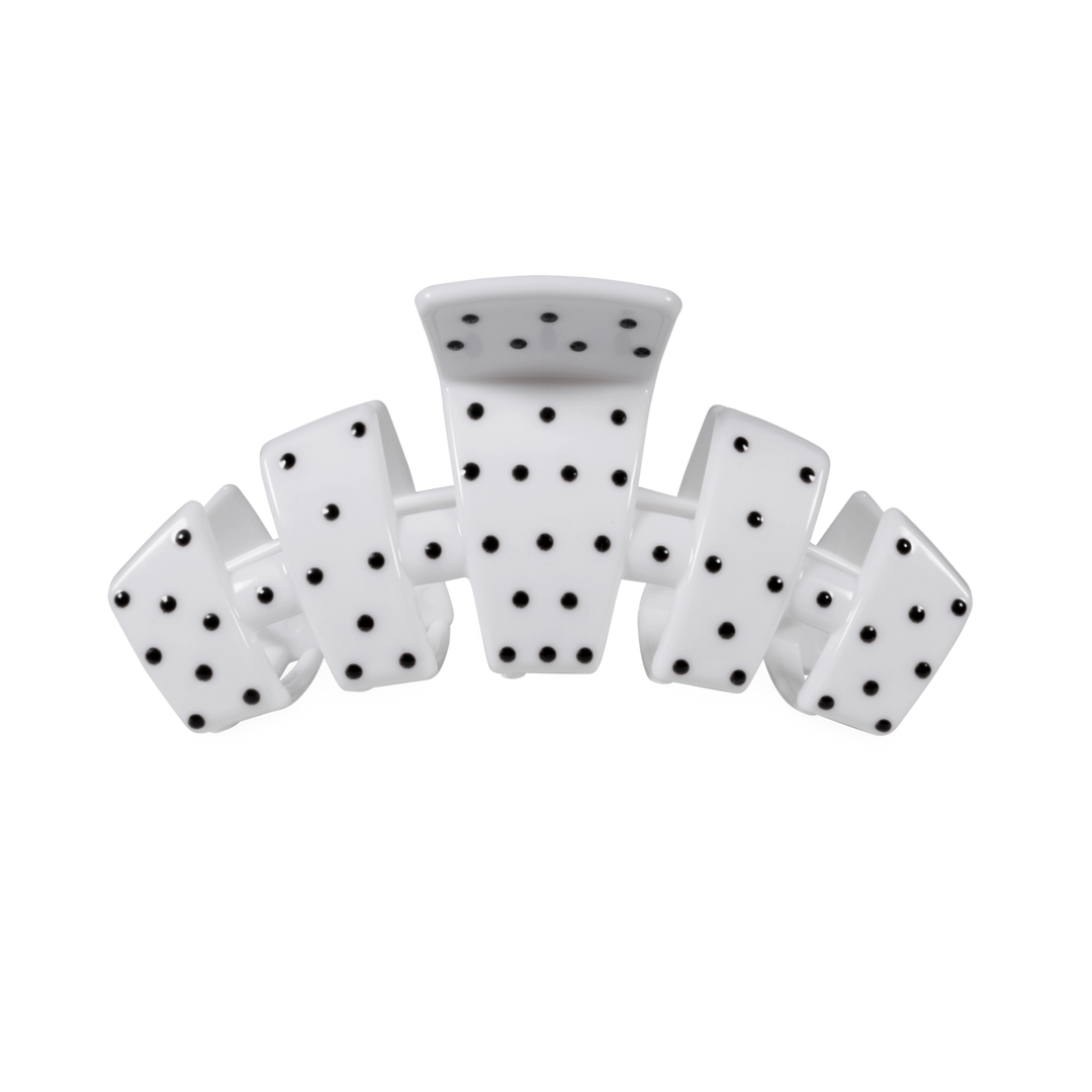 Medium Teleties Claw Clip - White Polka Dot Party (Ships Next Week)