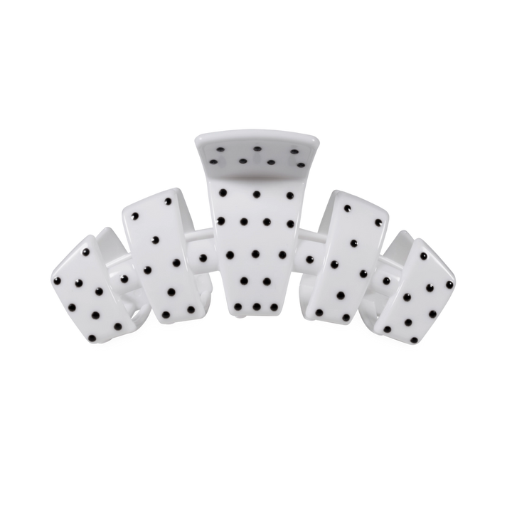 Medium Teleties Claw Clip - White Polka Dot Party (Ships Next Week)