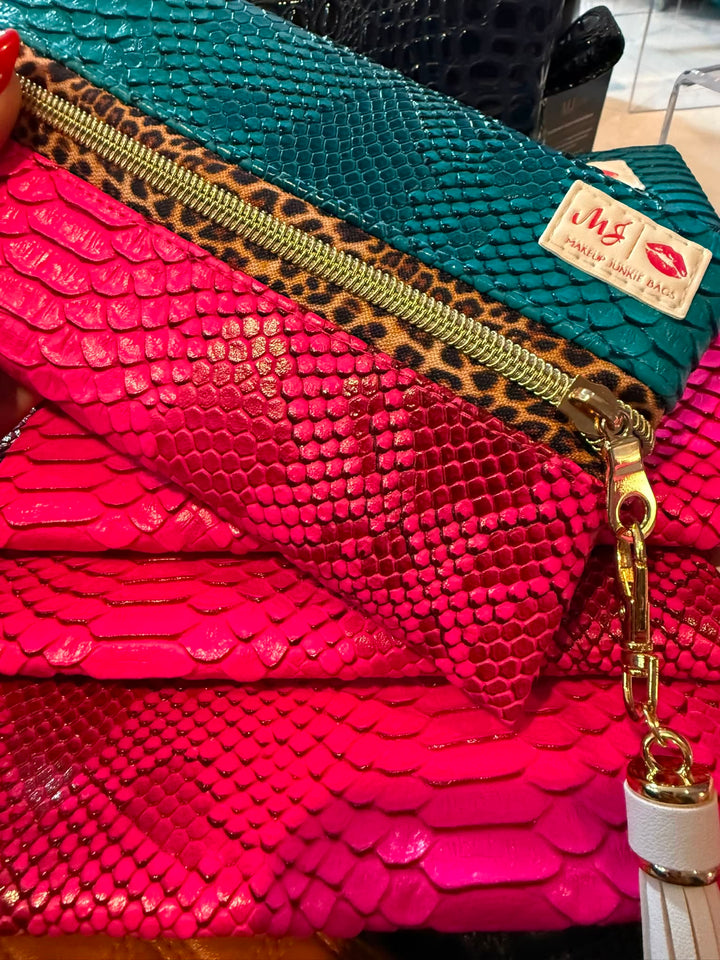 Two Faced Turquoise Copperazzi x Electric Pink Copperazzi Leopard Zip by Makeup Junkie (Ready to Ship)