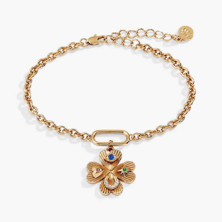 Lucky Four Leaf Clover Adjustable Bracelet by Alex + Ani - Gold