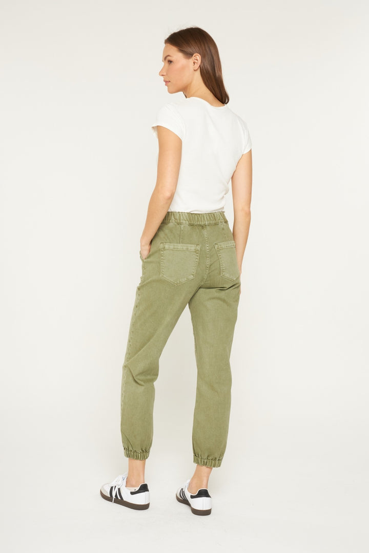 Olive High Rise Cropped Joggers By Mica Denim