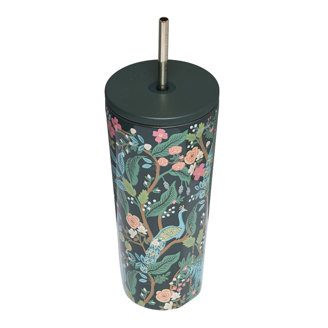 Peacock Blue 24 oz Cold Cup by Corkcicle x Rifle Paper Co