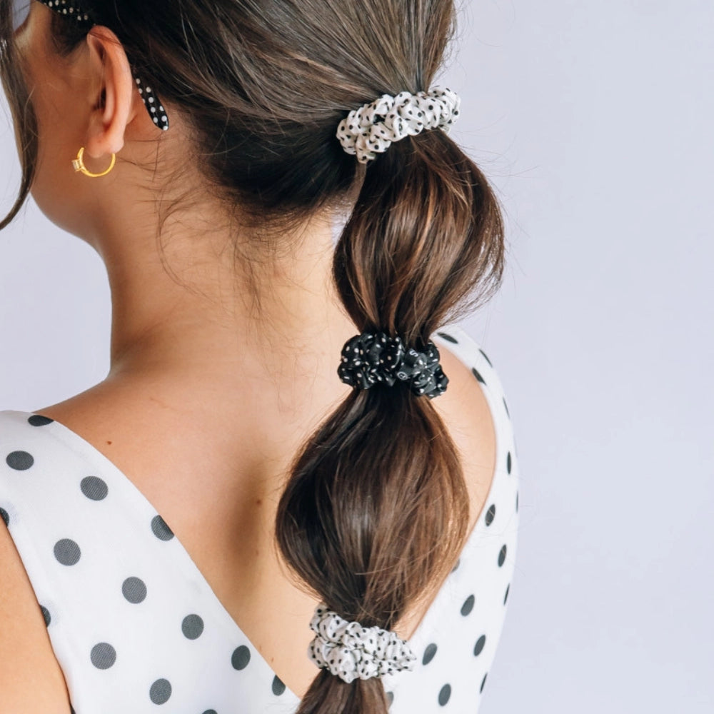 Teleties Silk Scrunchies - Small Band Pack of 3 - Polka Dot Party (Ships Next Week)