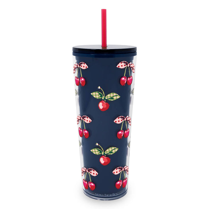 Double Wall Tumbler with Straw - Cherry Picking by Vera Bradley
