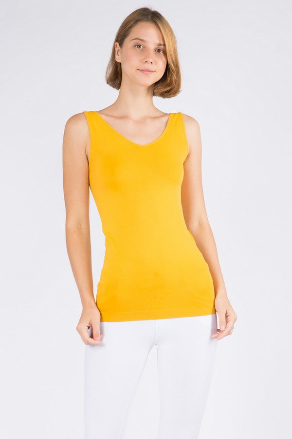 Reversible V or U Seamless Tank - Mustard by Yelete