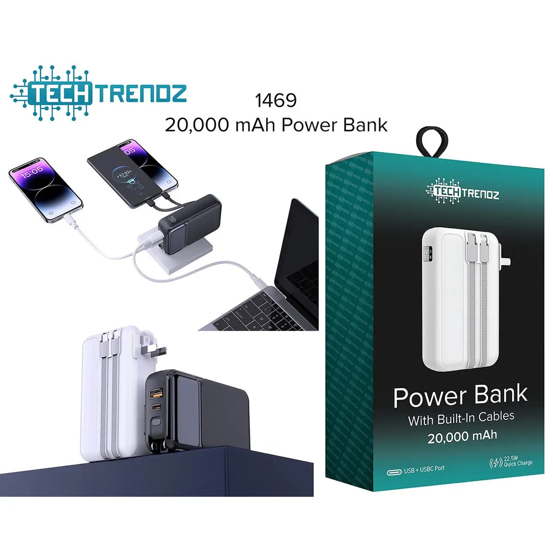 20,000 Mah Power Bank - White by Tech Trendz